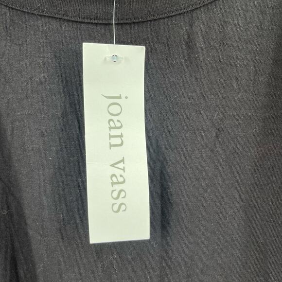 JOAN VASS Tunic Top Size 2 (US 12/14) Black NWT Stretch Long Sleeve Scoop Neck - Picture 5 of 12